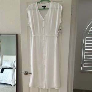 The Limited Cream Sleeveless V-Neck Sundress